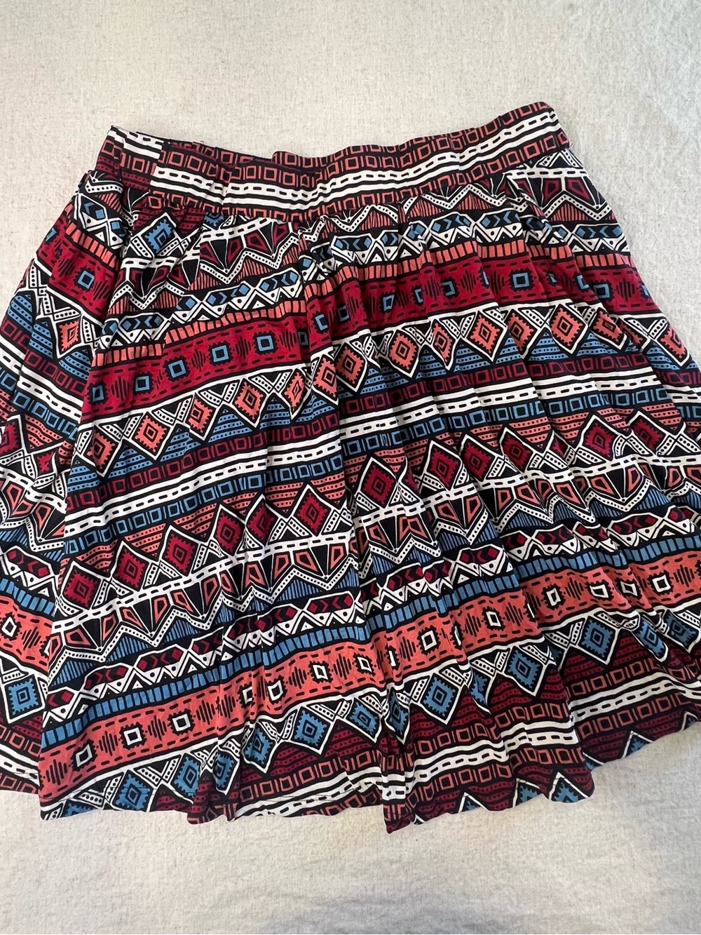 LuLaRoe Red, Blue & White Aztec Circle Skirt